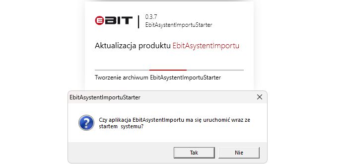 Komunikat instalatora dotyczący automatycznego uruchamiania programu.