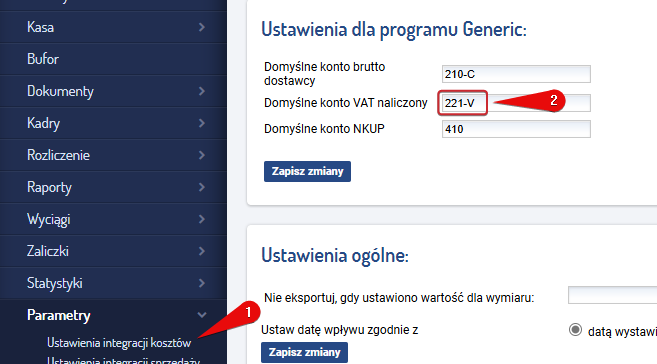 Widok rozbicia dekretu VAT na osobne stawki. Krok 1.